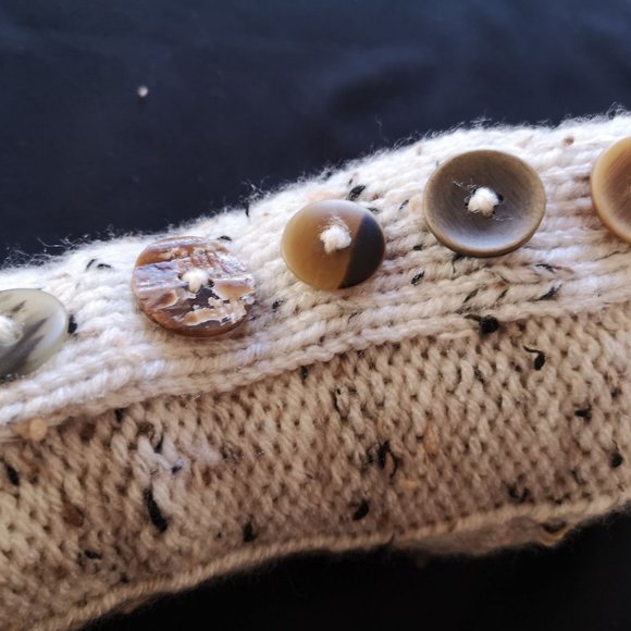 new Tweed HandKnit Seamless Fingerless Gloves Mittens Arm Warmer w.Buttons - Picture 5 of 11